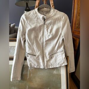 Black River Cream Faux Leather Moto Jacket